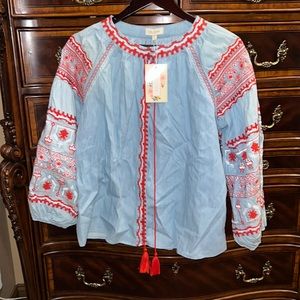 Women’s casual blouse with embroidery embellished. Size 1XL. New with tags.